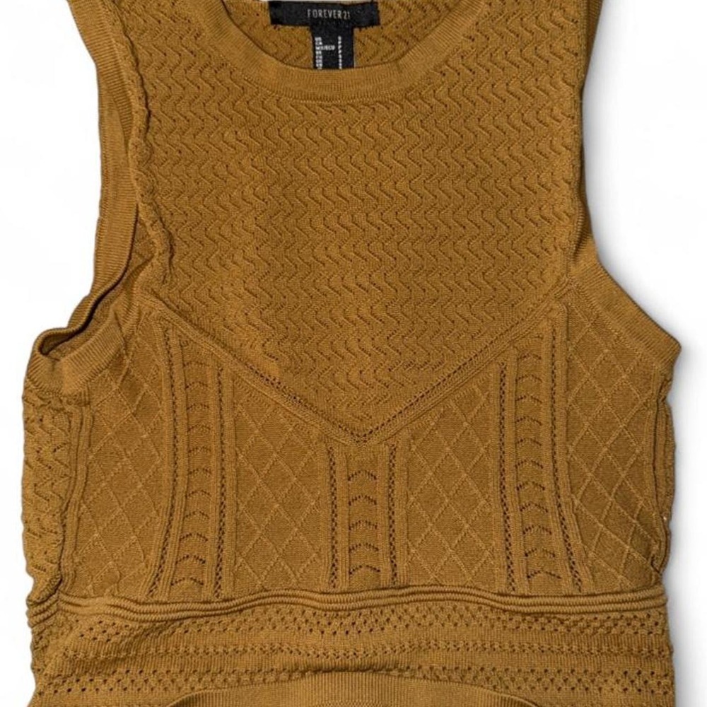 Forever 21 mustard/golden brown knit sleeveless crop top